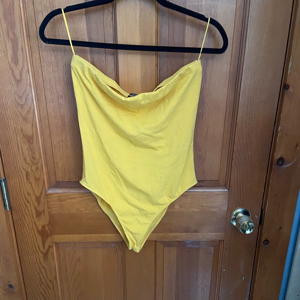 Tube top bodysuit. Never worn. Yellow.